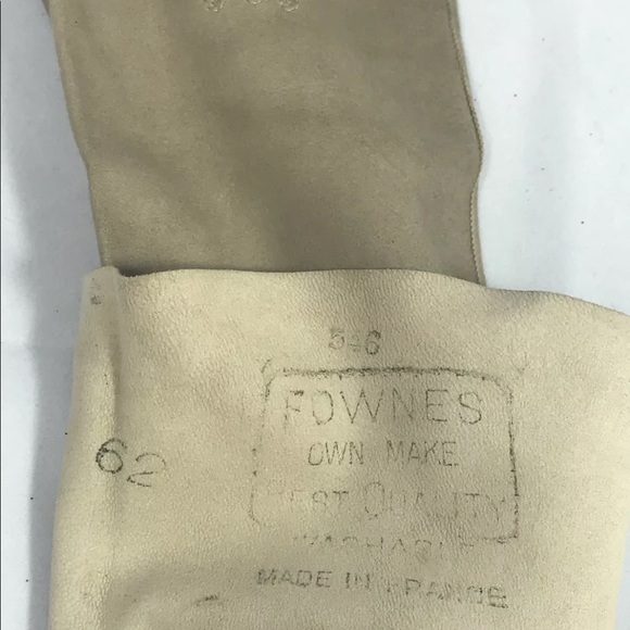 Vintage FOWNES Own Make Women Gloves Beige All Leather 54C Made In France AS IS - Picture 4 of 11